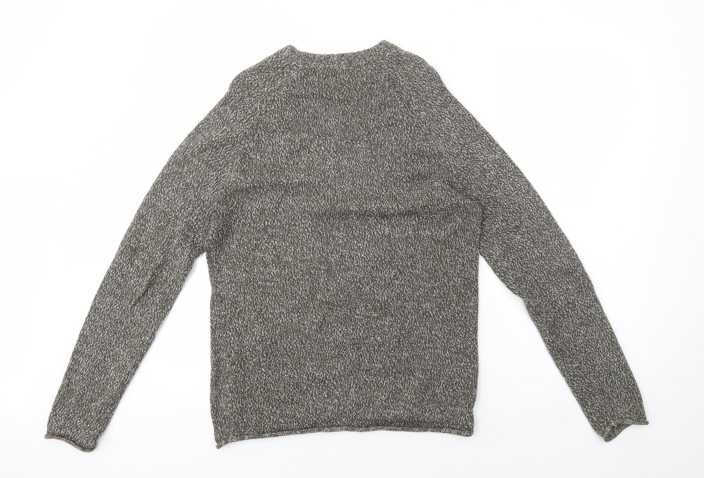 New Look Mens Grey Round Neck Cotton Pullover Jumper Size S