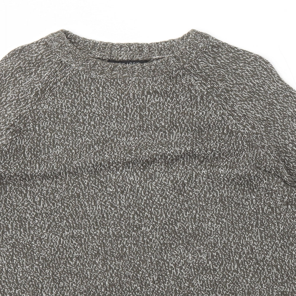 New Look Mens Grey Round Neck Cotton Pullover Jumper Size S