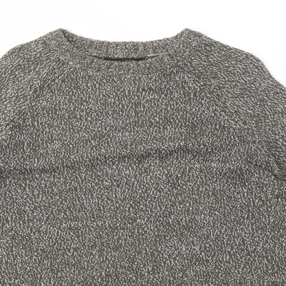 New Look Mens Grey Round Neck Cotton Pullover Jumper Size S