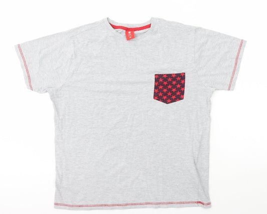 Liverpool FC Mens Grey Cotton T-Shirt Size M Round Neck - Stars