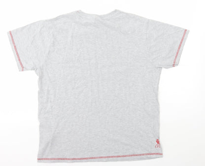 Liverpool FC Mens Grey Cotton T-Shirt Size M Round Neck - Stars