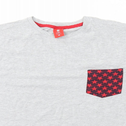 Liverpool FC Mens Grey Cotton T-Shirt Size M Round Neck - Stars