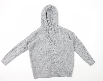 Falmer Mens Grey Round Neck Polyester Pullover Jumper Size M