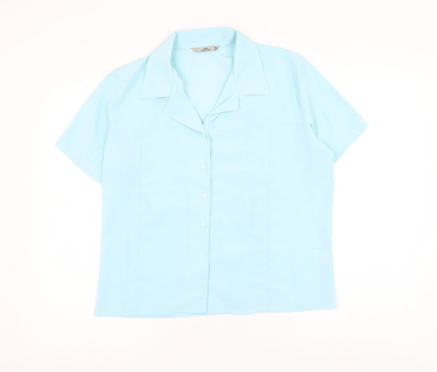 Style Collection Womens Blue Polyester Basic Button-Up Size 14 Collared