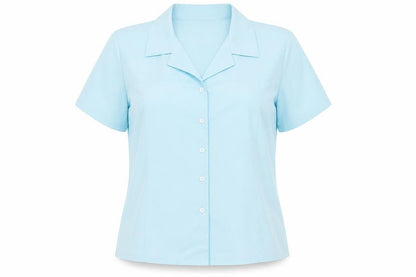 Style Collection Womens Blue Polyester Basic Button-Up Size 14 Collared