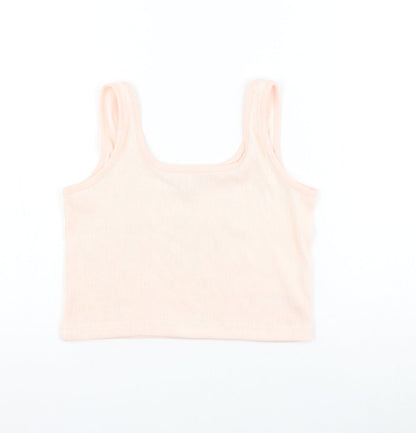 George Girls Pink Polyester Cropped Tank Size 12-13 Years Round Neck Pullover