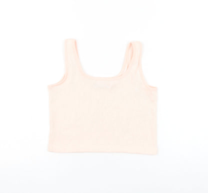 George Girls Pink Polyester Cropped Tank Size 12-13 Years Round Neck Pullover