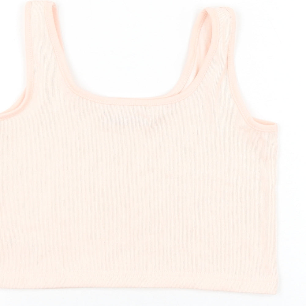 George Girls Pink Polyester Cropped Tank Size 12-13 Years Round Neck Pullover