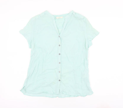 Womens UK Size 14 Marks and Spencer Blue Basic Button-Up