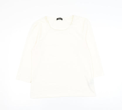 Klass Womens White Geometric Polyester Basic Blouse Size M Round Neck