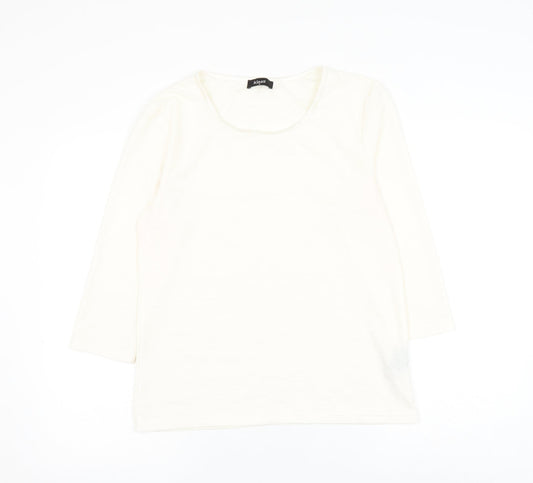 Klass Womens White Geometric Polyester Basic Blouse Size M Round Neck