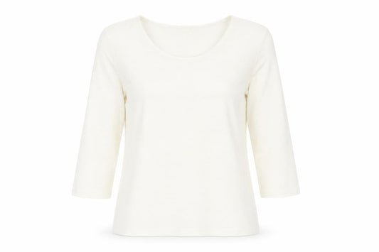 Klass Womens White Geometric Polyester Basic Blouse Size M Round Neck