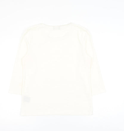 Klass Womens White Geometric Polyester Basic Blouse Size M Round Neck
