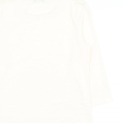 Klass Womens White Geometric Polyester Basic Blouse Size M Round Neck