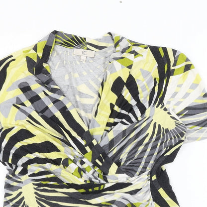 CC Womens Multicoloured Geometric Viscose Basic Blouse Size S V-Neck