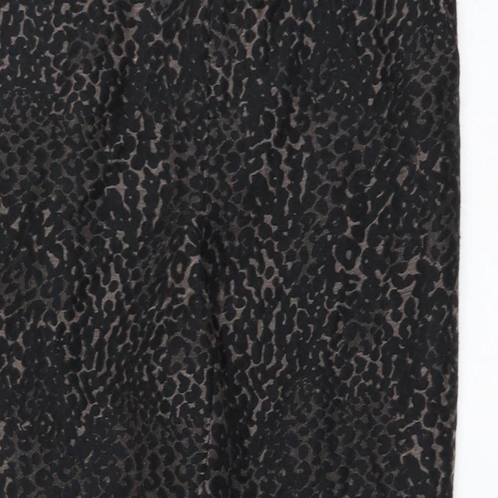 Sand Womens Black Animal Print Cotton Trousers Size 8 L27 in Regular Zip