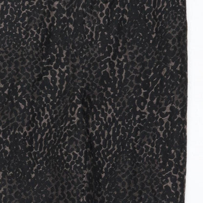 Sand Womens Black Animal Print Cotton Trousers Size 8 L27 in Regular Zip