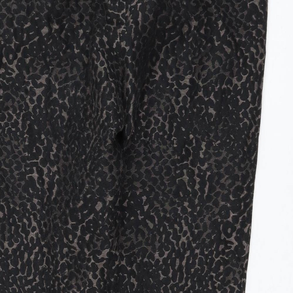 Sand Womens Black Animal Print Cotton Trousers Size 8 L27 in Regular Zip