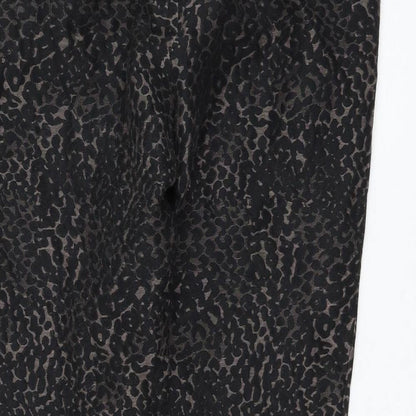 Sand Womens Black Animal Print Cotton Trousers Size 8 L27 in Regular Zip