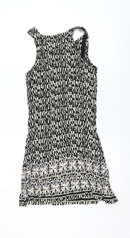 Atmosphere Womens Black Geometric Viscose Tank Dress Size 8 Round Neck Pullover