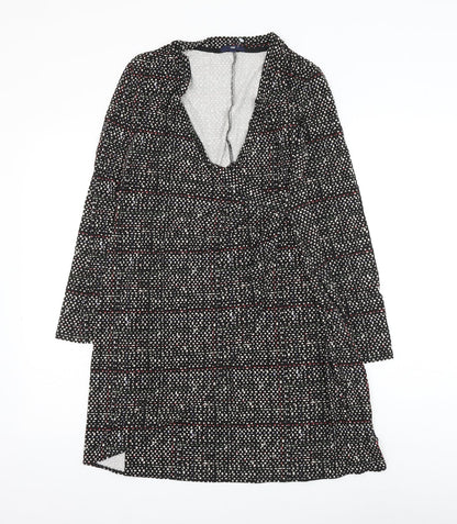 Gap Womens Black Geometric Viscose Wrap Dress Size S V-Neck Pullover