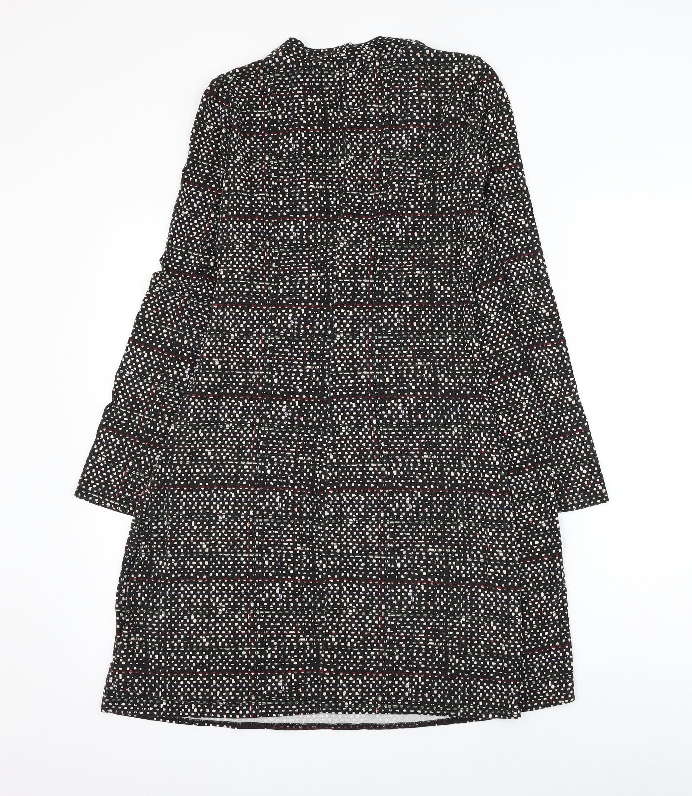 Gap Womens Black Geometric Viscose Wrap Dress Size S V-Neck Pullover