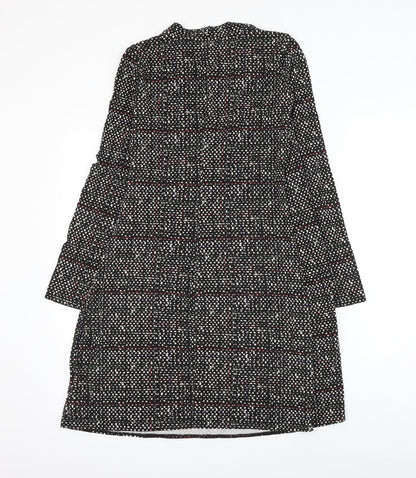 Gap Womens Black Geometric Viscose Wrap Dress Size S V-Neck Pullover