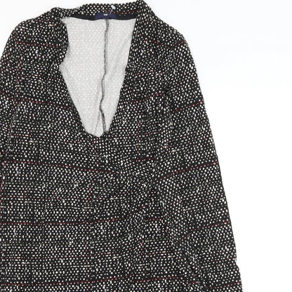 Gap Womens Black Geometric Viscose Wrap Dress Size S V-Neck Pullover