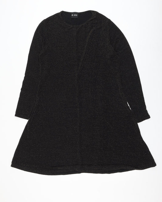 B.YOU Womens Gold Polyamide Shift Size 16 Round Neck Pullover