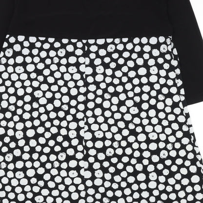 Grace Womens Black Polka Dot Polyester A-Line Size 14 Round Neck Pullover