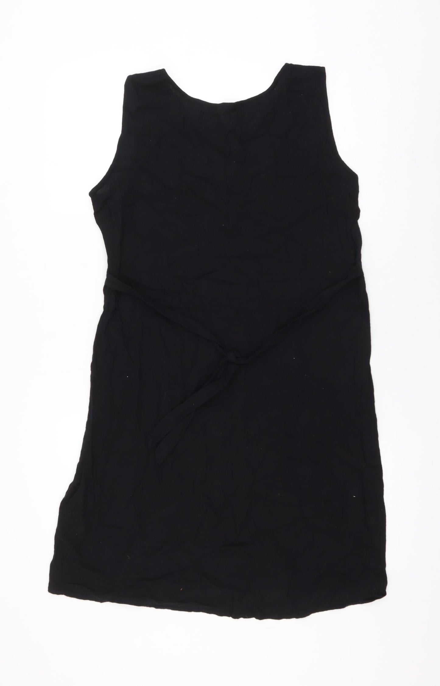 New Sensation Womens Black Cotton Shift Size M Round Neck Pullover - Flower