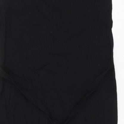 New Sensation Womens Black Cotton Shift Size M Round Neck Pullover - Flower
