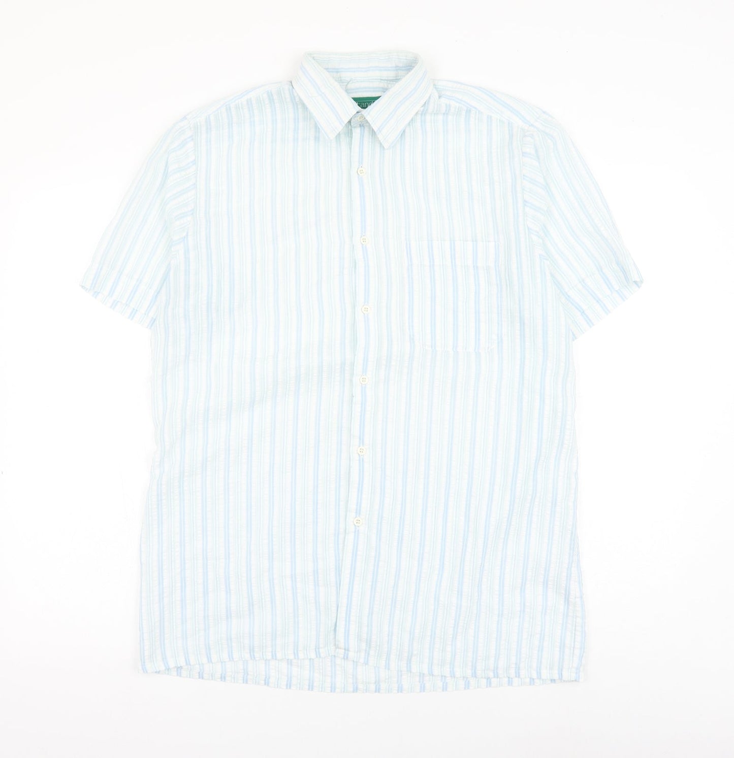 Mens UK Size 15.5 Canada Blue  Button-Up Short Sleeve Casual Shirt