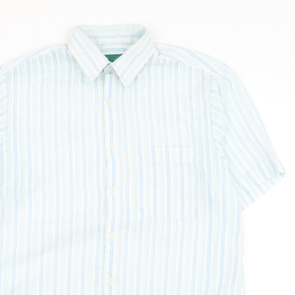 Mens UK Size 15.5 Canada Blue  Button-Up Short Sleeve Casual Shirt
