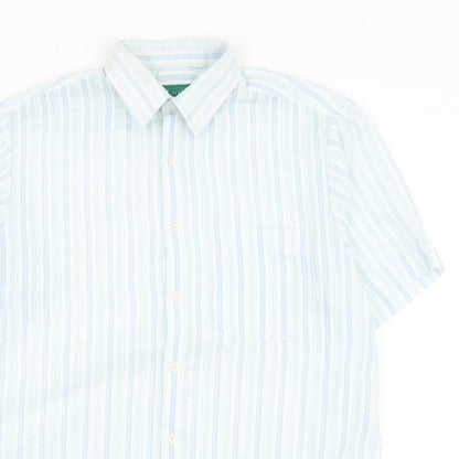 Mens UK Size 15.5 Canada Blue  Button-Up Short Sleeve Casual Shirt