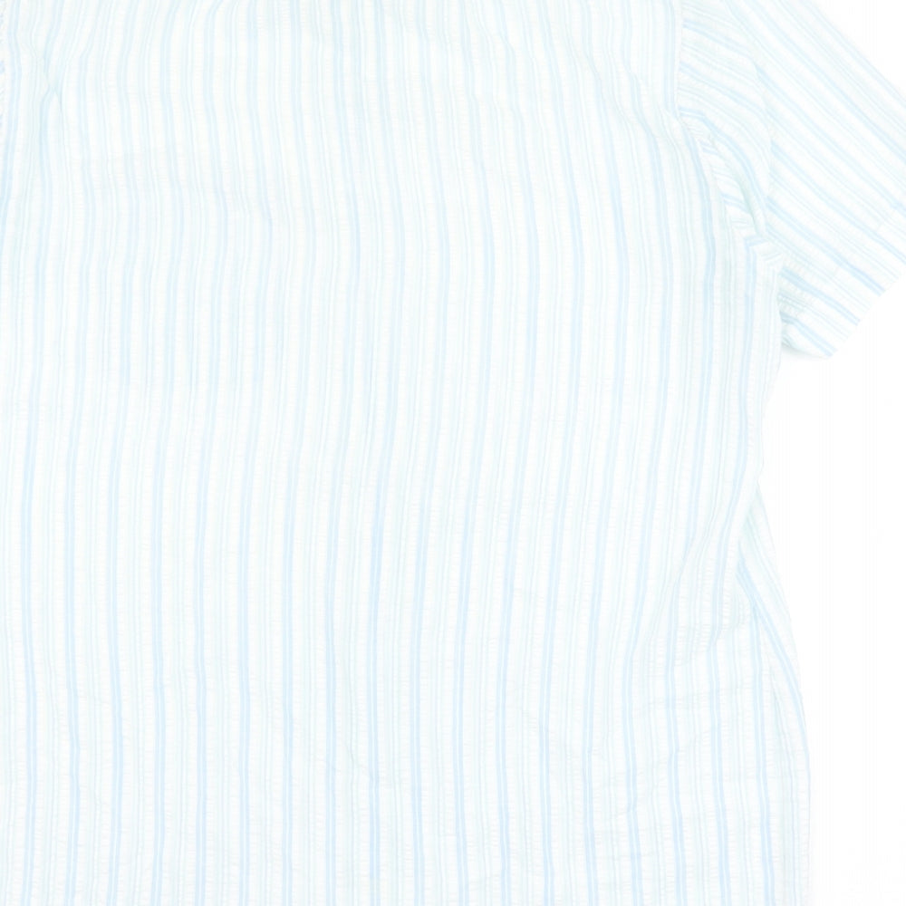 Mens UK Size 15.5 Canada Blue  Button-Up Short Sleeve Casual Shirt