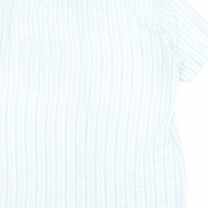 Mens UK Size 15.5 Canada Blue  Button-Up Short Sleeve Casual Shirt