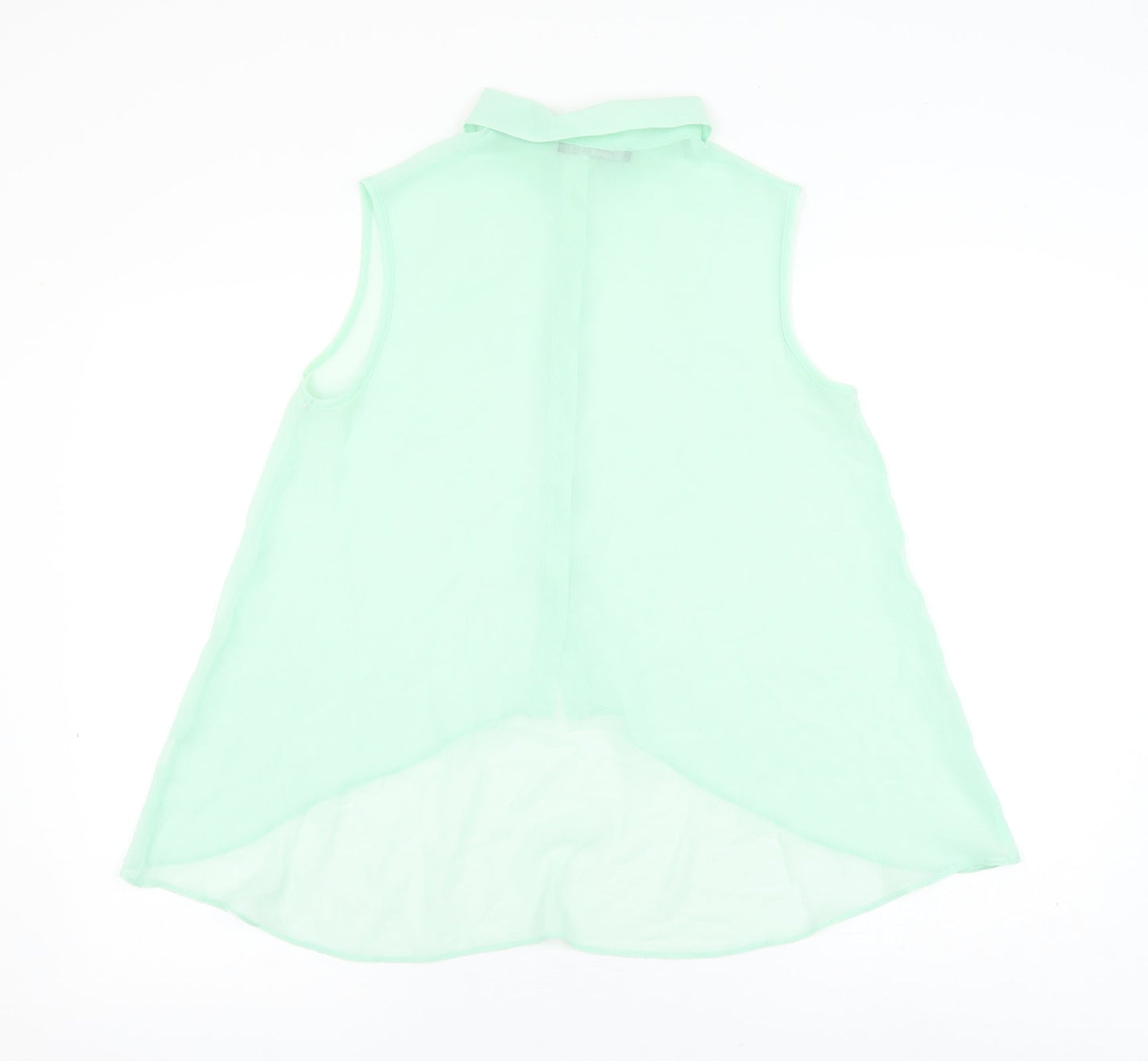 Atmos Womens Green Polyester Basic Button-Up Size 12 Collared