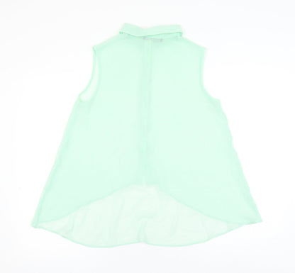 Atmos Womens Green Polyester Basic Button-Up Size 12 Collared