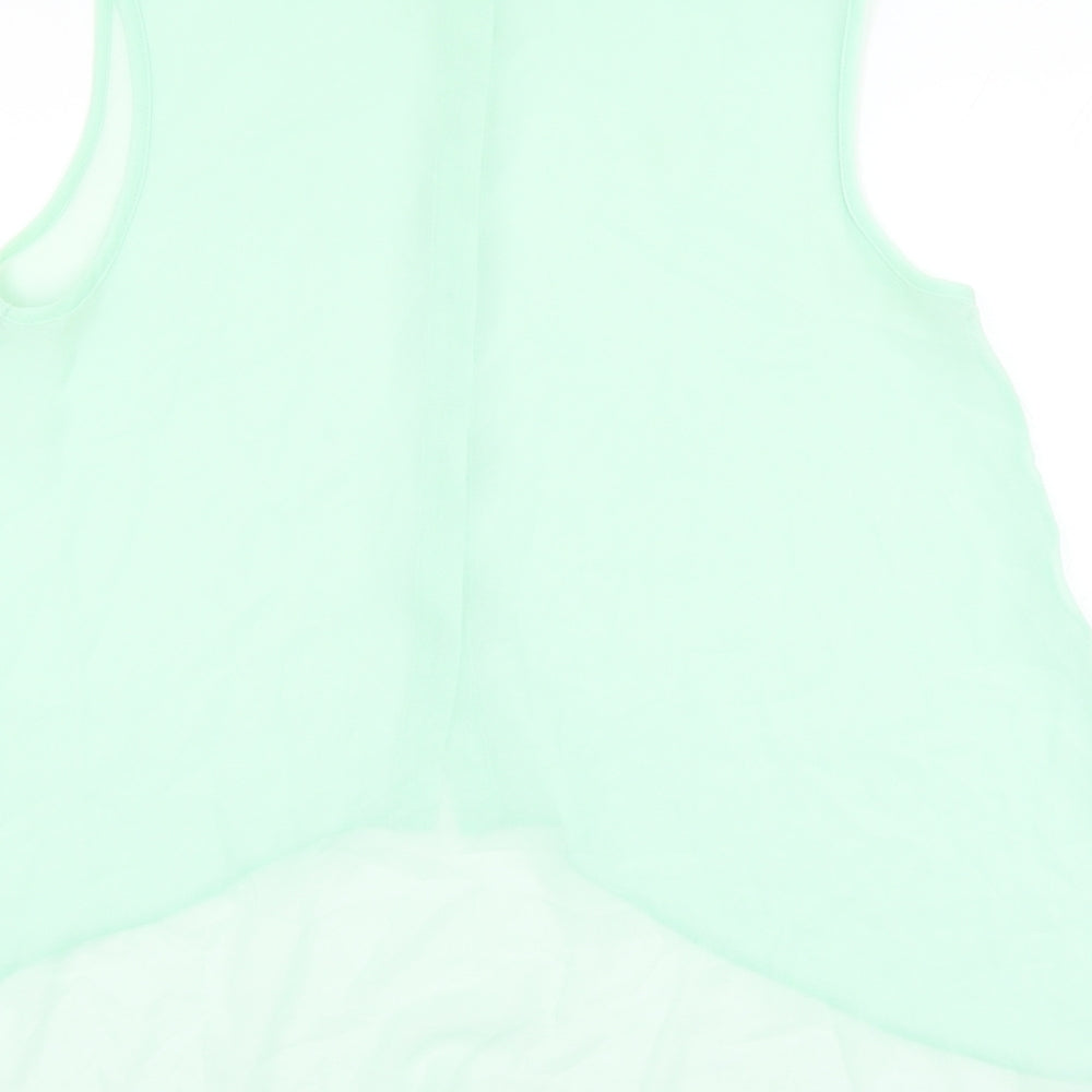 Atmos Womens Green Polyester Basic Button-Up Size 12 Collared