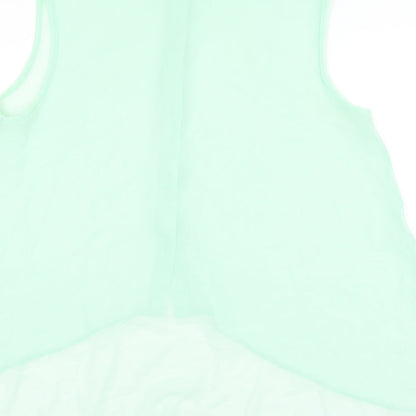 Atmos Womens Green Polyester Basic Button-Up Size 12 Collared