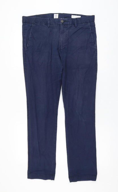Gap Mens Blue Cotton Trousers Size 32 in L39 in Regular Zip