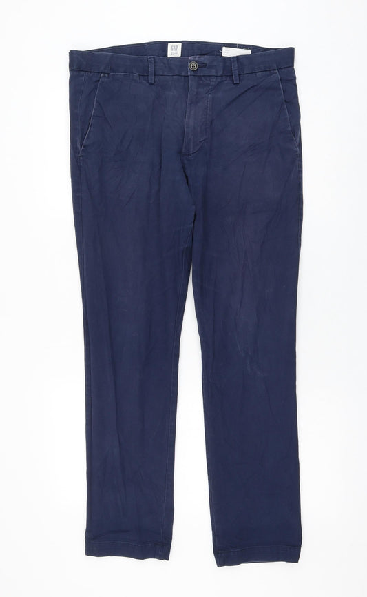 Gap Mens Blue Cotton Trousers Size 32 in L39 in Regular Zip