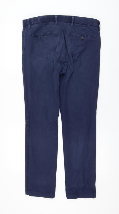 Gap Mens Blue Cotton Trousers Size 32 in L39 in Regular Zip