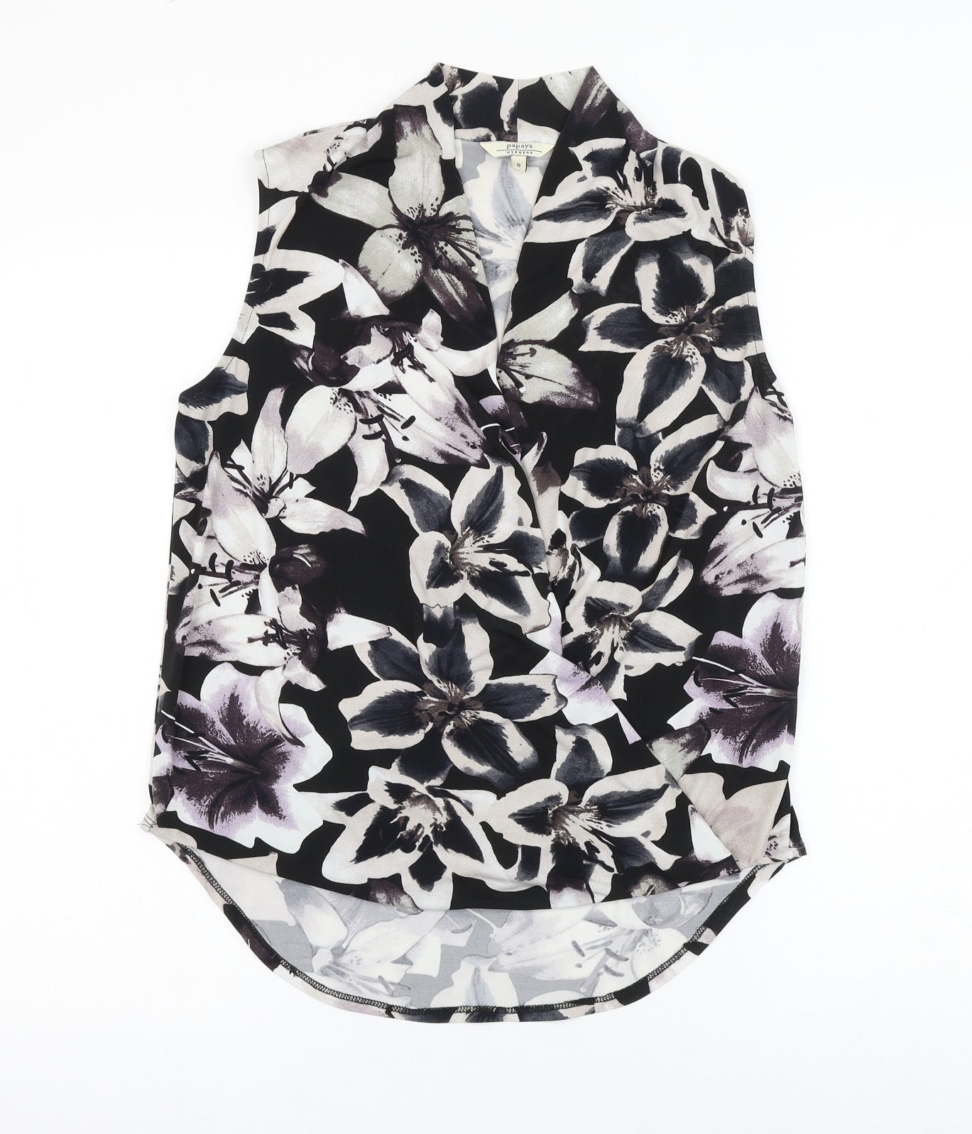 Papaya Womens Multicoloured Floral Polyester Basic Blouse Size 8 V-Neck