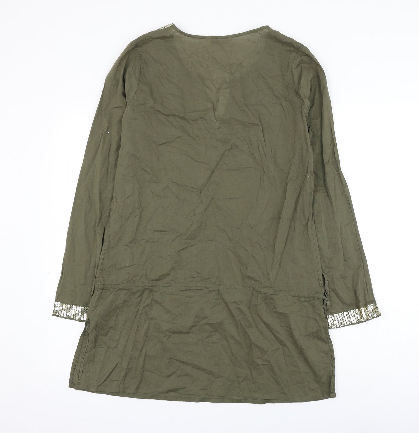 George Womens Green Cotton Shift Size 12 V-Neck Pullover