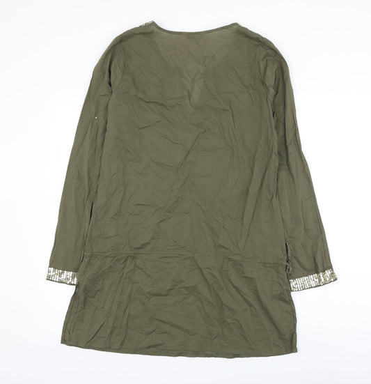 George Womens Green Cotton Shift Size 12 V-Neck Pullover