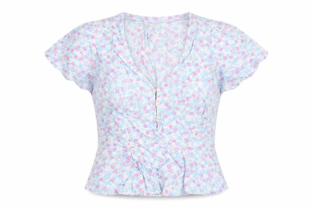 Womens UK Size 8 Pimkie Blue Basic Blouse
