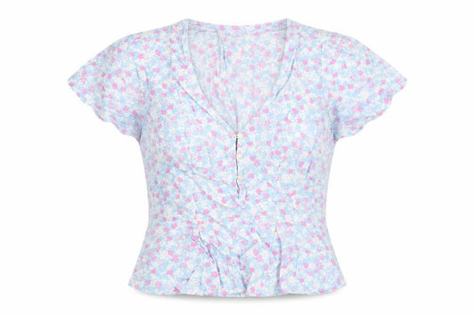 Womens UK Size 8 Pimkie Blue Basic Blouse
