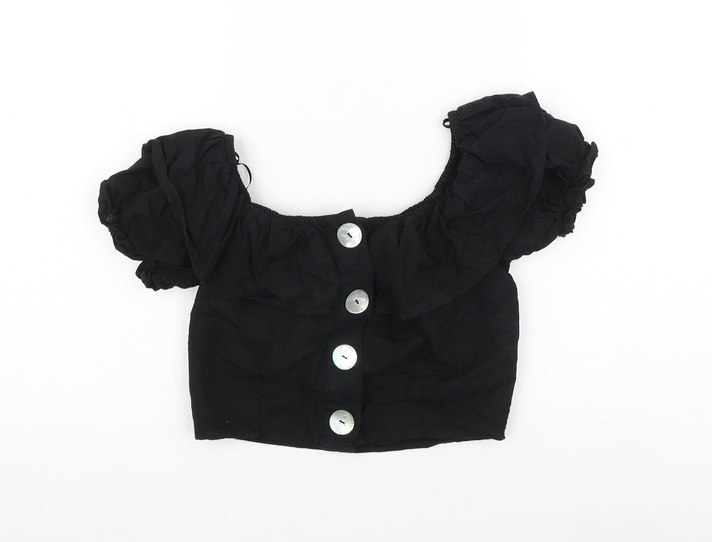 Womens UK Size 6 Topshop Black Cropped Blouse